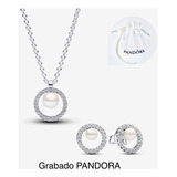 Collar Y Aretes Pav Per Compatible Pandora,plata+bolsa