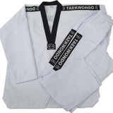 Dobok Taekwondo Pró-olimpico Gola Preta (sem Faixa)