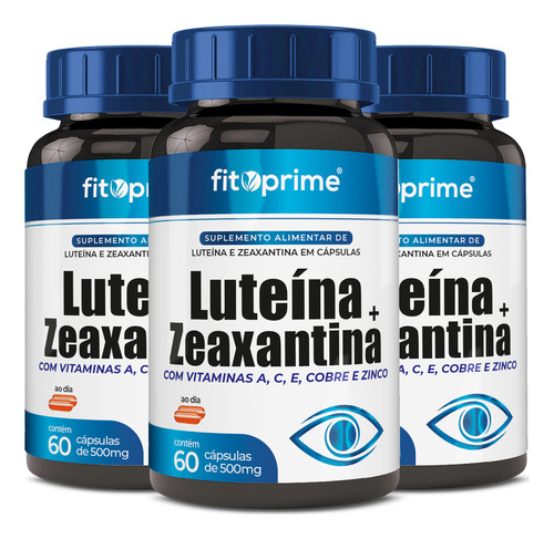 Kit 3 Luteína + Zeaxantina Vitaminas A C E Cobre Zinco 60cps