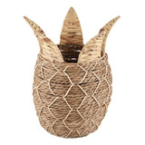 Cesta De Mimbre Natural Con Diseño De Piña, Organizador