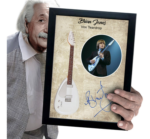Quadro E Moldura Guitarra Assinatura Jimmy Page Led 30x21cm