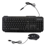 Teclado Mecánico Retroiluminado Con Cable Negro Con Ratón Us