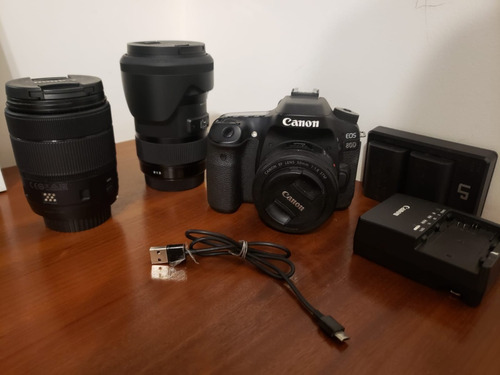 Canon Eos 80d + 2 Lentes Canon + 1 Lente Sigma + 3 Baterias