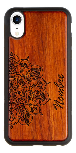 Funda Para iPhone Madera Mandala Personalizada Con Tu Nombre