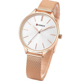 Curren Reloj Dama Elegante Minimalista Correa Metal Malla