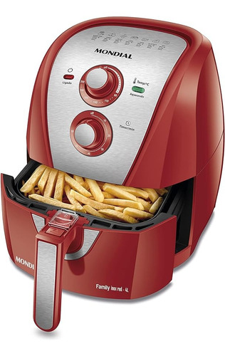 Fritadeira Air Fryer 4l, Mondial, Vermelho/inox, 1500w, 110v