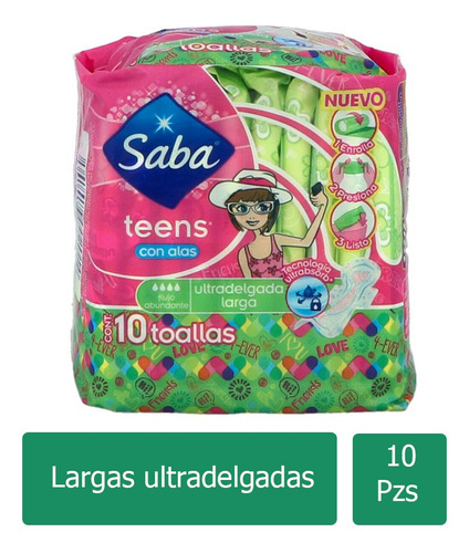 Saba Teens Con Alas Ultradelgada Bolsa Con 10 Toallas