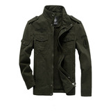 Chamarra Militar Casual De Algodón Para Hombre, Color Caqui