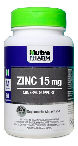 Zinc 15 Mg Nutrapharm 60 Comprimidos