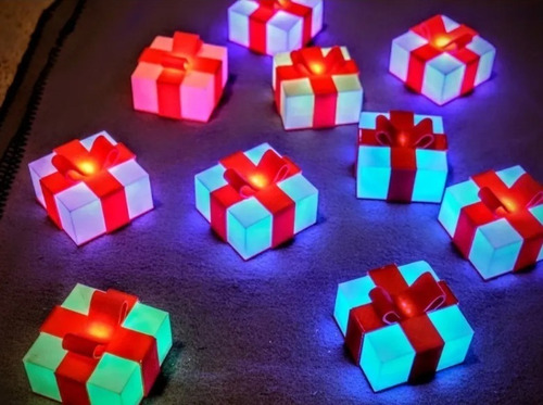 Caja De Regalo Navidad Brillante Luz Led