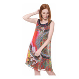 Vestido Colores Nuevo Desigual 38 Marín Con Escote Bordado