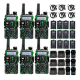 Handy Baofeng Uv5r 8w Kit X 6 Doble Banda 128ch Camo +extras Bandas De Frecuencia Uhf-vhf Color Verde