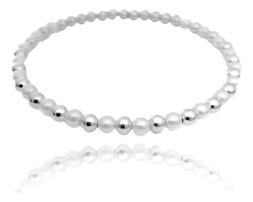 Bracelete Feminino Prata 925 Delicada Com Esferas Banhado