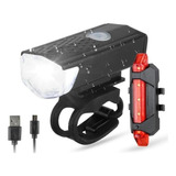 Kit Farol Bike Led Recarregável Potente D2255 + Traseira 918