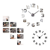 Reloj De Pared 3d Grande Plateado Diseño Moderno Decorativo 