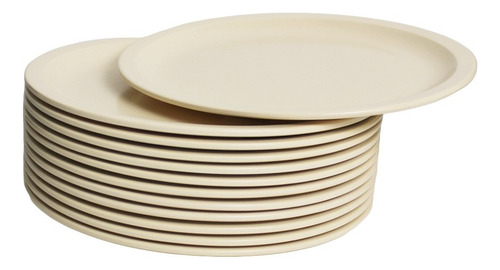 24 Platos Trinche De Melamina Beige 23 Cm 9 Pulgadas Vencort