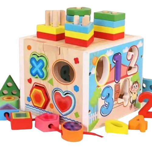 Cubo Para Bebes Madera Didactico Multifuncional Montessori