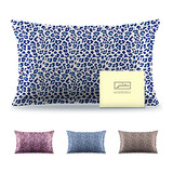 Funda De Almohada De Seda Tamaño Queen Color Leopardo Azul