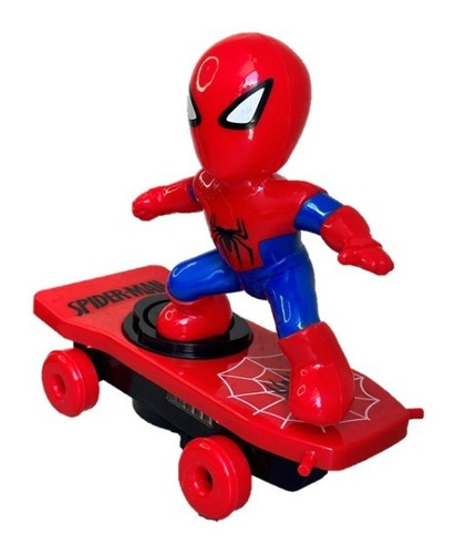 Spiderman  Juguete Con Patineta Luz Y Sonido Giro 360 