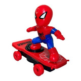 Spiderman  Juguete Con Patineta Luz Y Sonido Giro 360 