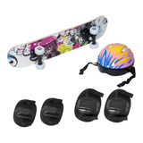 Kit Skate Infantil Cotoveleira Joelheira Capacete 60cm