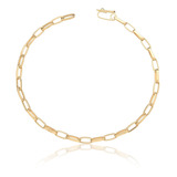 Pulseira Feminina 18 Cm Elos Cadeado Ouro 10k Maciço Ad009