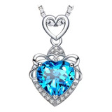 Collar Colgante Corazón Azul Plata S925 Mujer Circones 