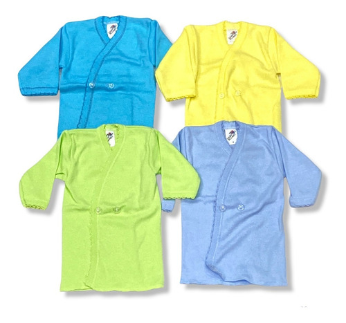 4 Camisas Cruzadas Con Botón Color Pastel Para Bebé