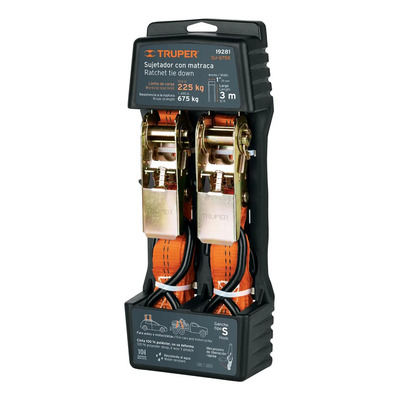 2 Eslingas Crique Traca Sujetador 3mts Reforzado Autos Moto Color Naranja | Envío gratis