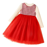 Conjunto De Jersey Y Vestido Rojo Para Niñas De 1-6 Años