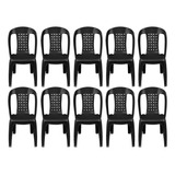 Kit 10 Cadeiras Plástica Preta Poltrona Super Resistente Bar