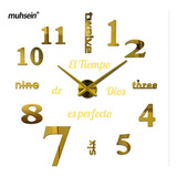 Reloj De Pared 3d Tamaño 50 X 50 Cm +  Frase En Vinilo 