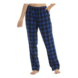 Pantalones Pijama Franela Con Cuadros Para Mujer, Ropa