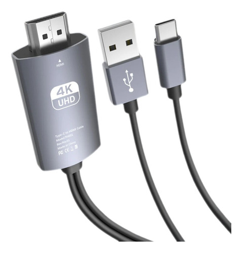 Cabo Adaptador Tipo C P / Hdmi E Usb 4k 30hz Projetor Tv 2m