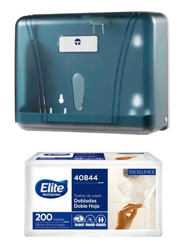 Dispensador De Papel Toalla Interfoliada + 200 Toallas Elite