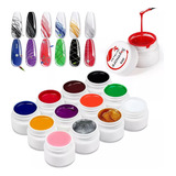 Kit Decorar Gel Painting Para Uñas 12 Colores Manicure 8ml