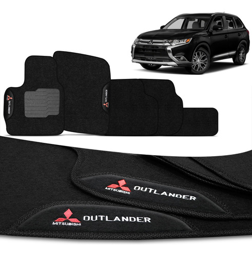 Tapete Carpete Mitsubishi Outlander 13 A 16 Bordado Preto