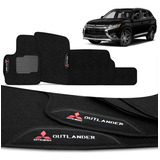 Tapete Carpete Mitsubishi Outlander 13 A 16 Bordado Preto