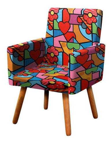 Poltrona Decorativa Nina Estampada - D'rossi Cor Romero Britto D15