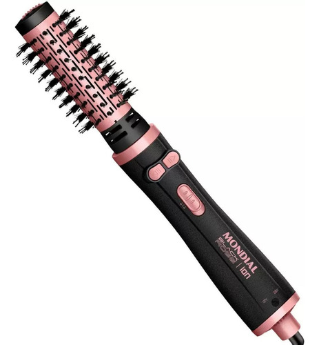 Escova Rotativa Elétrica De Cabelo Mondial Black Rose Bivolt