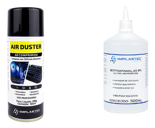 Kit Ar Comprimido Air Duster 200g + Alc Isop 500ml