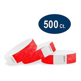 Wristco Neon Red 3/4  Pulseras Tyvek - Paquete De 500 Pulser