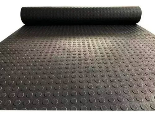 2m² - Piso Emborrachado Moeda Preto 3mm X Larg 1m X Comp 2m