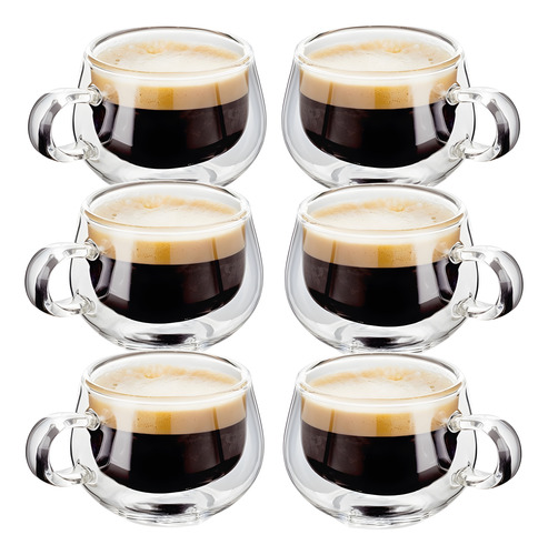 Jogo Xícaras De Vidro Duplo Borosilicato Café Chá 250 Ml 6un