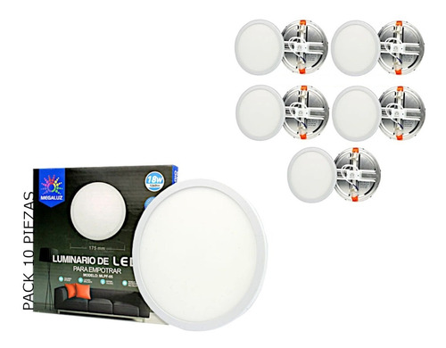 Plafon Led 18w Luminario Empotrado Spot Ajustable 10 Piezas