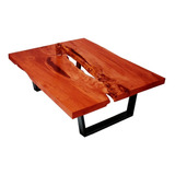 Mesa De Centro Jamaica En Madera -rectangular Base De Hierro