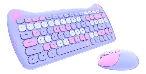 2.4g Gaming Keyboard Mouse Set 84-key Para Púrpura