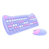 2.4g Gaming Keyboard Mouse Set 84-key Para Púrpura