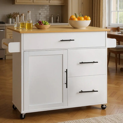 QUORIVE Barras para Cocina Integral Extensible, Desayunador, Carrito De Almacenamiento con 3 Cajones | Meses sin interés