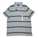 Playera Tommy Hilfiger Gris C/azul Marino